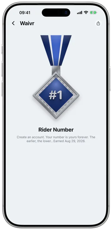 The Rider Number medal, #1, hanging from its ribbon