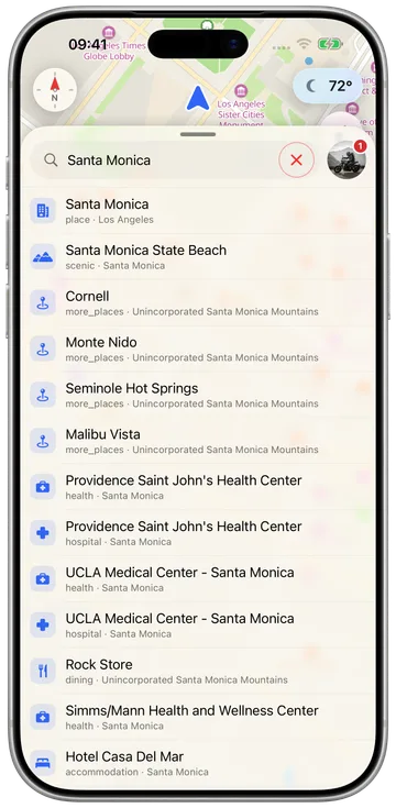 A country bundle installed on the phone: maps, routing and radar data, offline