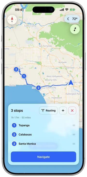 Planning a ride with several stops on the phone