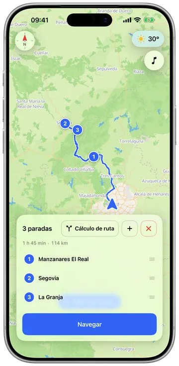 Planificando una ruta con varias paradas en el teléfono