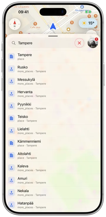 Maapaketti asennettuna puhelimeen: kartat, reititys ja tutkadata, offline