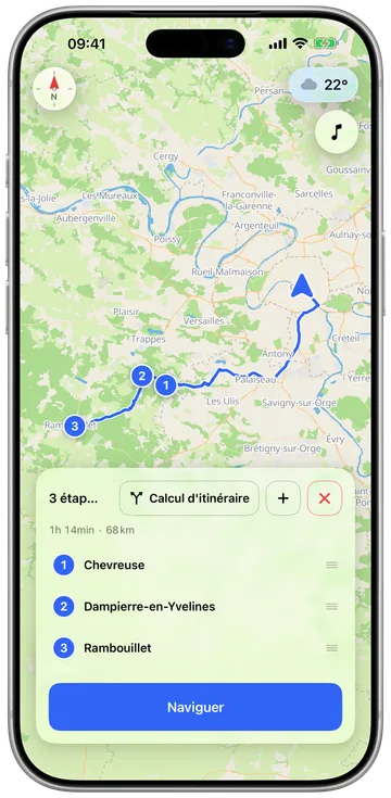 Planification d'une sortie à plusieurs étapes sur le téléphone