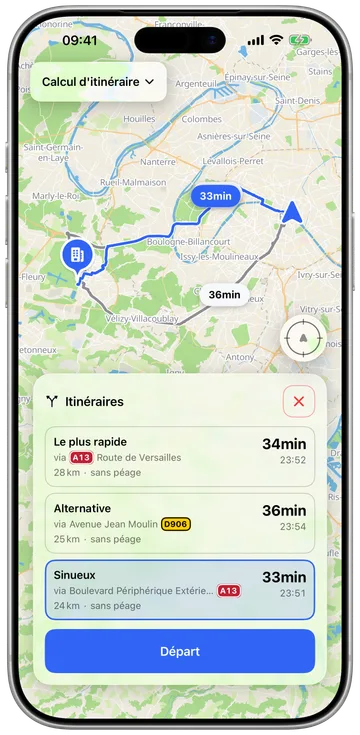 Un itinéraire sinueux tracé dans les virages plutôt que par l'autoroute