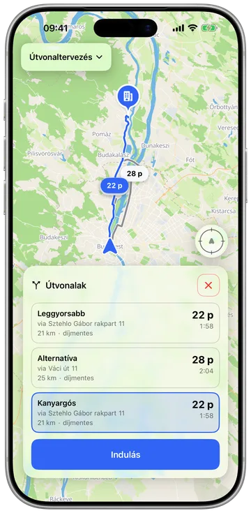 Kanyargós útvonal a kanyarokon át az autópálya helyett