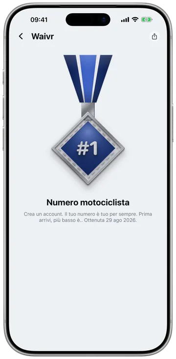 La medaglia Numero motociclista, #1, appesa al suo nastro