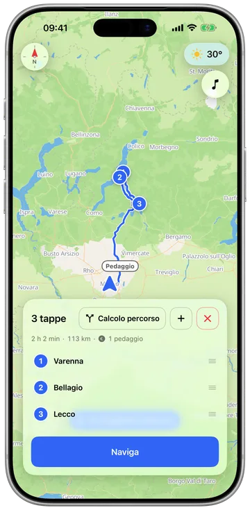 Pianificare un giro con più tappe sul telefono