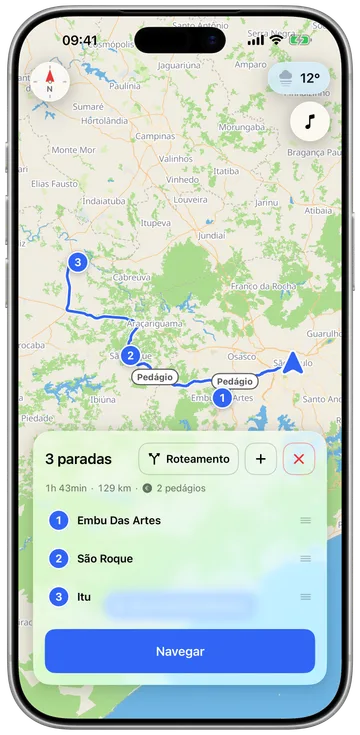 Planejando um rolê com várias paradas no celular