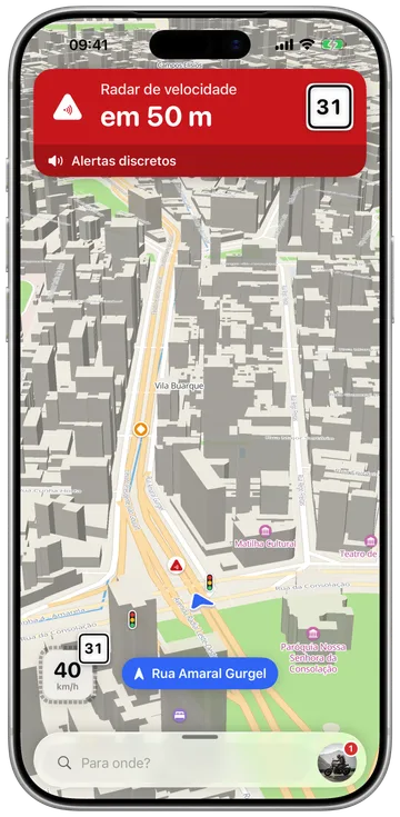 Um aviso de radar no HUD com a distância em contagem regressiva
