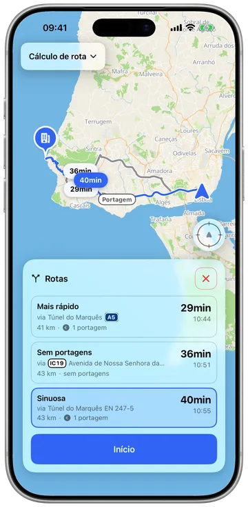 Um percurso sinuoso traçado pelas curvas em vez da autoestrada