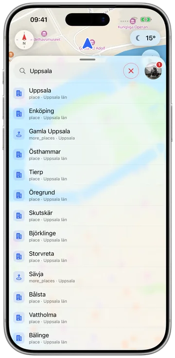 Ett landspaket installerat i telefonen: kartor, ruttberäkning och fartkameradata, offline
