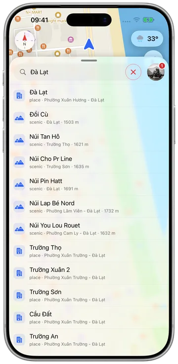 Một gói quốc gia đã cài trên điện thoại: bản đồ, tìm đường và dữ liệu radar, ngoại tuyến